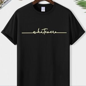 Whatever Forever Black Tee with Yellow Print
